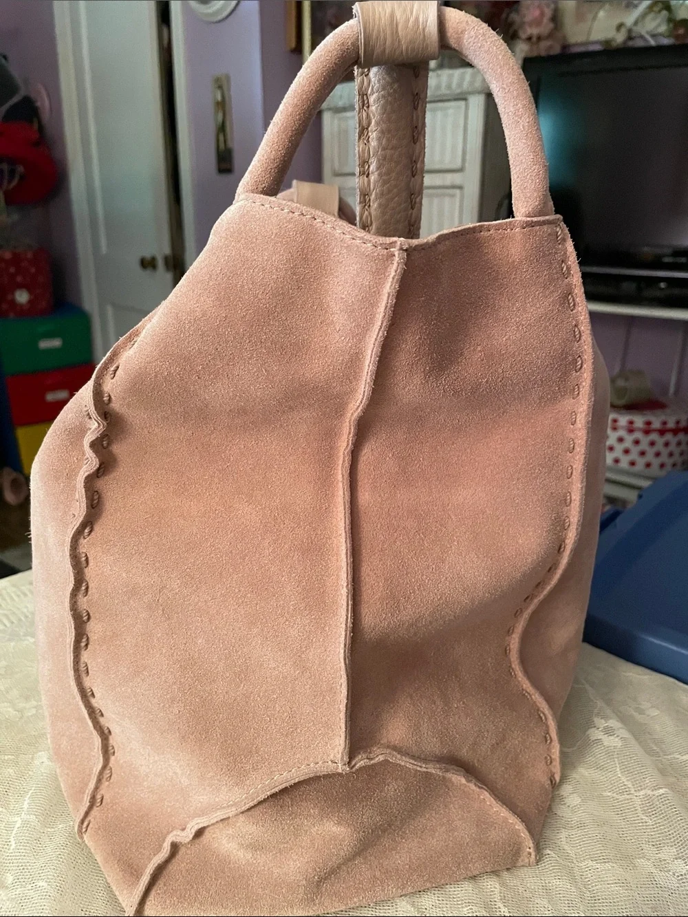 The Sak / large Soft Taupe Suede Tote Bag - Picture 7 of 11